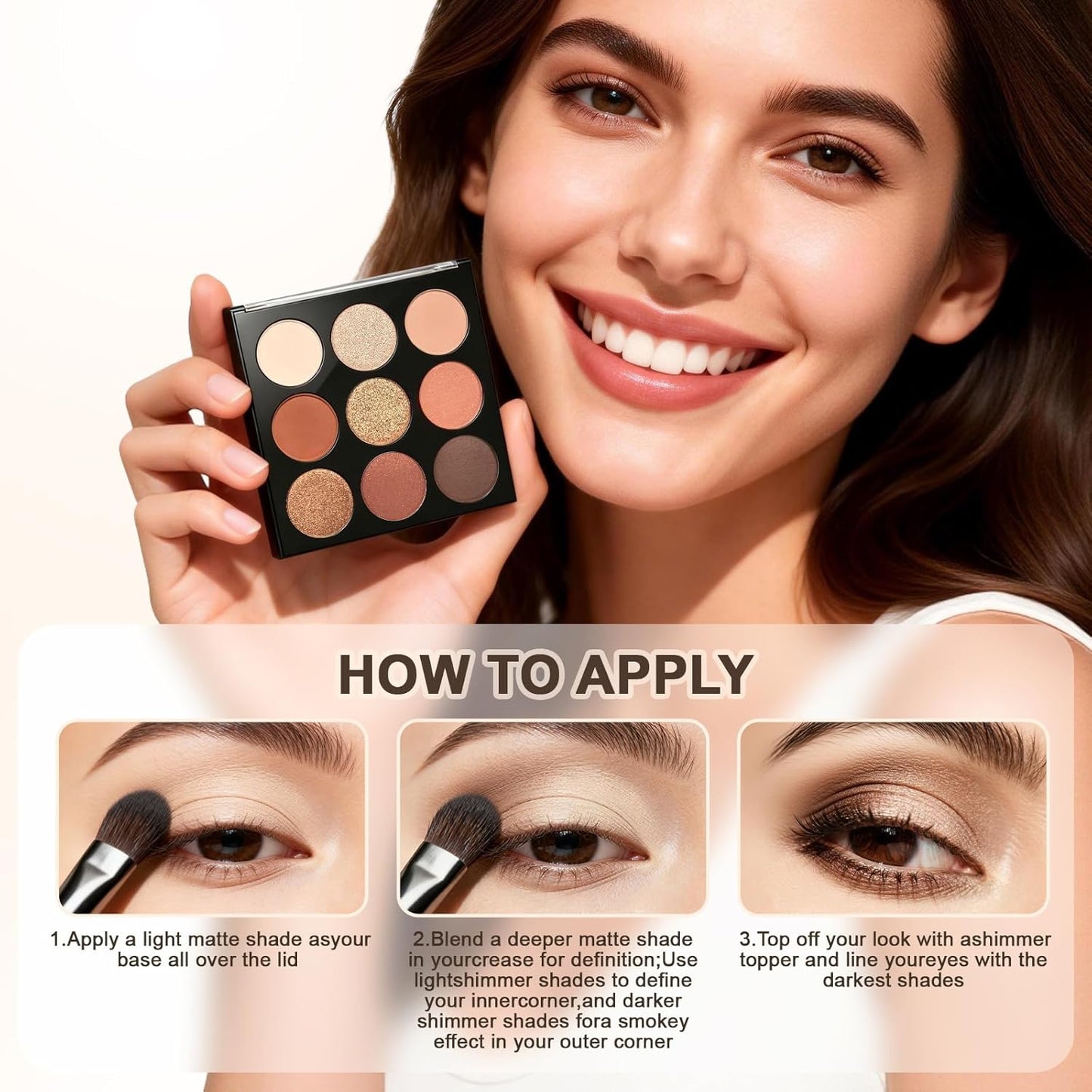 Haloskin Neutral Eyeshadow Palette – 9 Highly Pigmented Shades | Matte, Shimmer & Glitter Finish | Long-Lasting Silky Eye Makeup | Vegan & Cruelty-Free