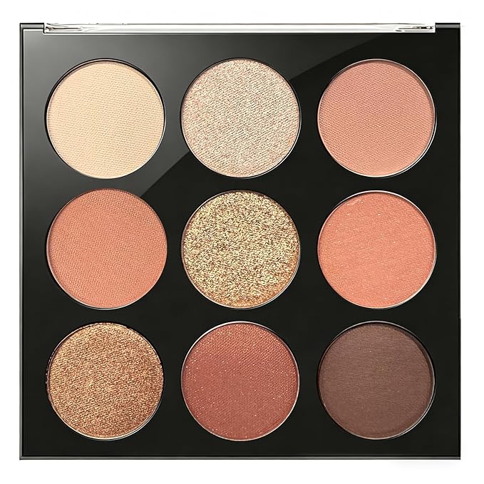 Haloskin Neutral Eyeshadow Palette – 9 Highly Pigmented Shades | Matte, Shimmer & Glitter Finish | Long-Lasting Silky Eye Makeup | Vegan & Cruelty-Free